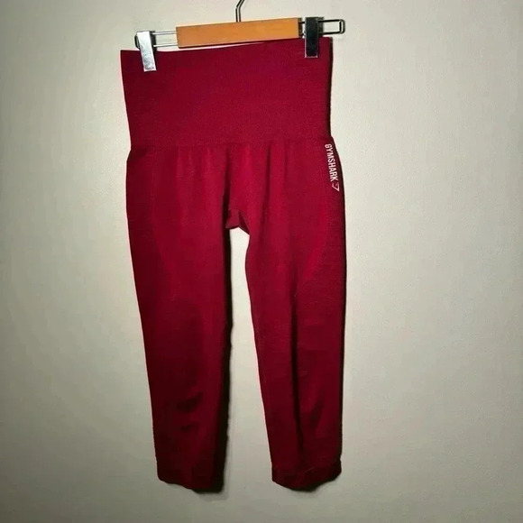 Gymshark Energy Seamless Crop LeggingsRed/Pink Athletic Wear Gym Sz S - Picture 2 of 6